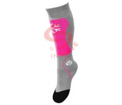 Detské lyžiarské ponožky - šedá +ružová