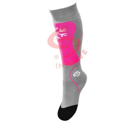 Detské lyžiarské ponožky - šedá +ružová