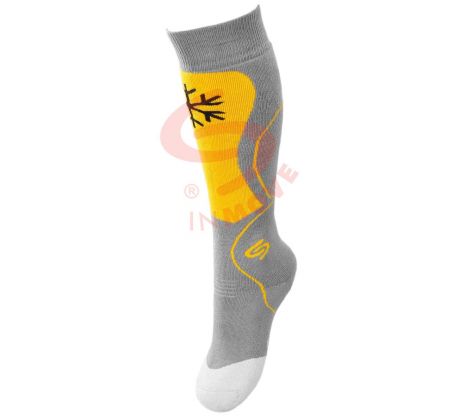 Detské lyžiarske ponožky - šedá + žltá