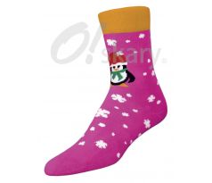 Dámske ponožky "Tučniak"  ružové