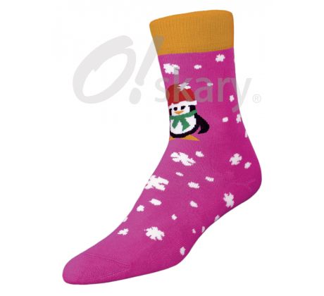 Dámske ponožky "Tučniak"  ružové