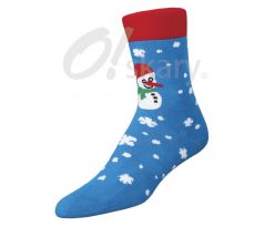 Dámske ponožky "Snehuliak" modré