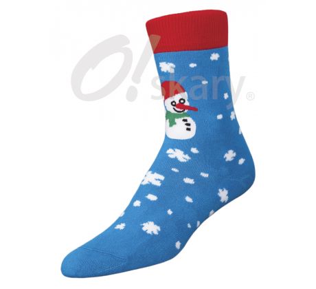 Dámske ponožky "Snehuliak" modré
