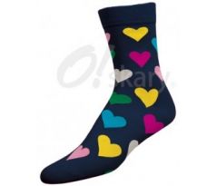 Dámske ponožky - srdiečko -tmavomodrá