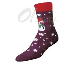 Dámske ponožky "Snehuliak" bordové bordová 39-41
